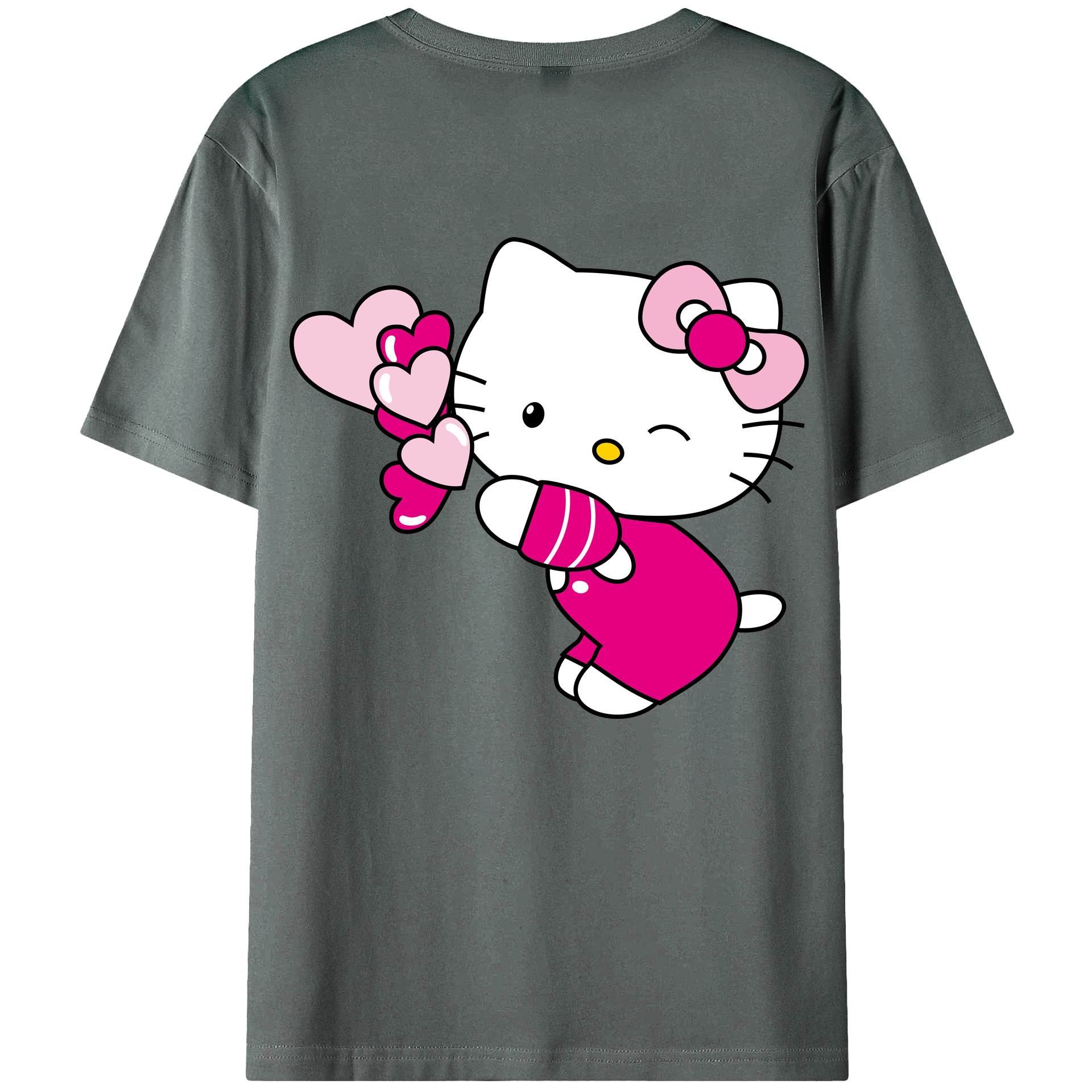 （画像用） Hello Kitty ハローキティ 綿100％ メンズ半袖Tシャツ（バックプリント） 通気性